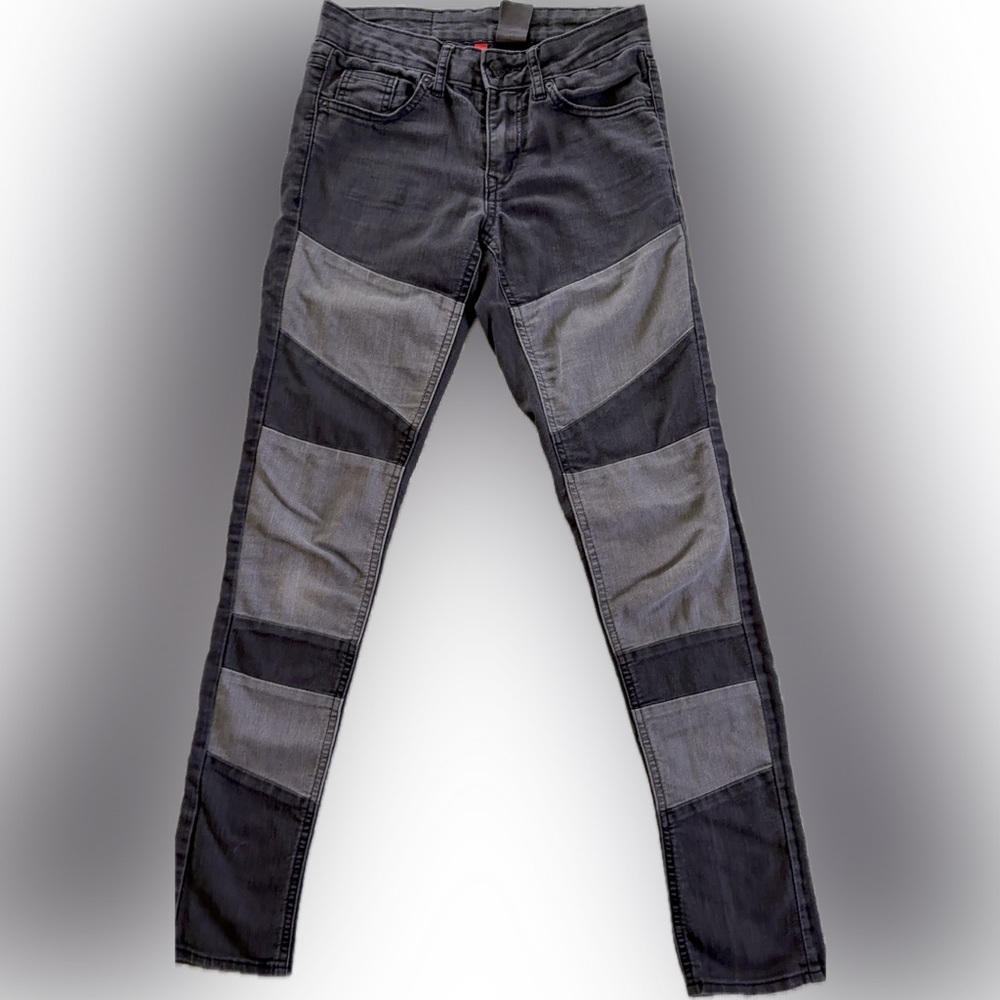 Women’s Patchwork Gray & Black Jeans